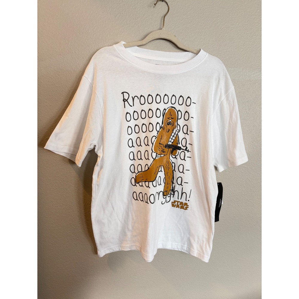 Star Wars Chewbacca Roar Graphic T-Shirt Mens Medium White IML SWR041AMNTG NWT